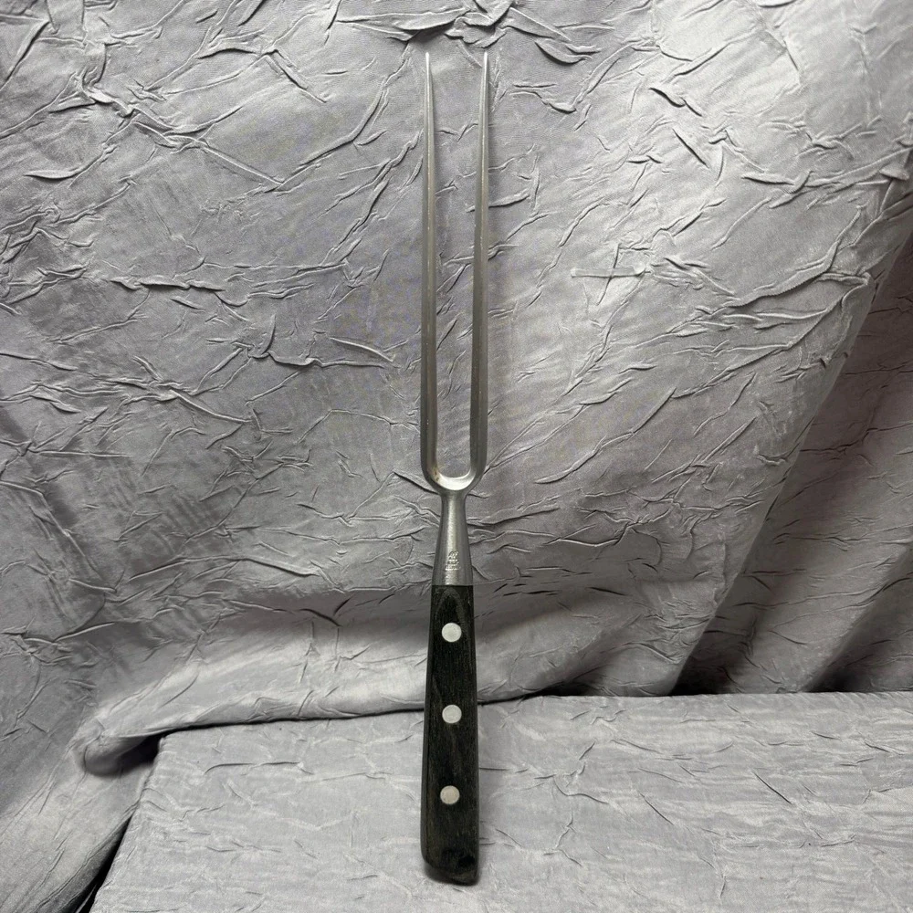 JA Henckels Friodur Inox Germany Meat Carving Fork Triple Rivet Wood Handle